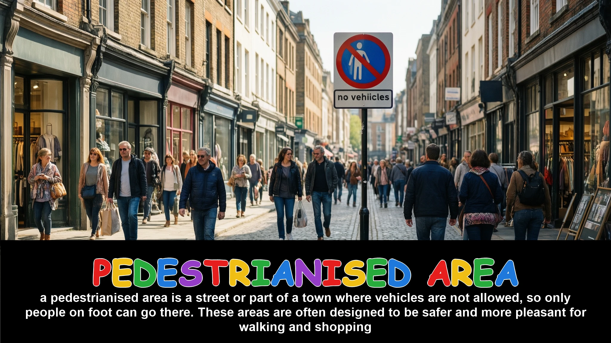 English Illustration for pedestrianised area